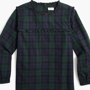 GIRLS J. Crew Crewcuts Black Watch Plaid Ruffle Top Size 4-5